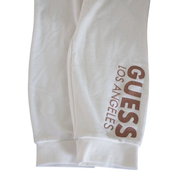 Guess Los Angeles NWT White Cream Athletic Casual Joggers with Rose Gold Glitter - Picture 11 of 13